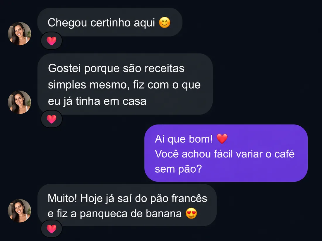 Depoimento sobre receitas simples de café da manhã sem pão